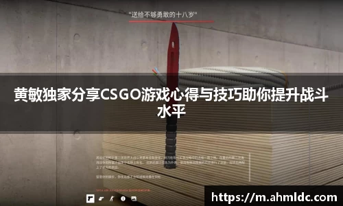 黄敏独家分享CSGO游戏心得与技巧助你提升战斗水平